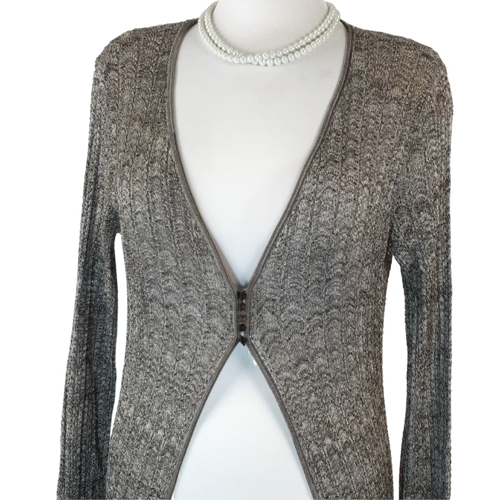 Sigrid Olsen Viscose Long Sleeve Browns Loose Knit Cardigan Sweater size Medium - Picture 9 of 16